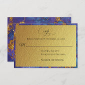 *~* Gold Glitzer Foil Blue Abstrakt - Hochzeitsram RSVP Karte (Vorne/Hinten)