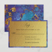 *~* Gold Glitzer Foil Blue Abstrakt Wedding RSVP Karte (Vorne/Hinten)