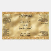 Gold Glitzer & Foil Kosmetik Flaschenetikett Rechteckiger Aufkleber (Vorderseite)