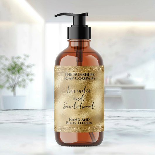 Gold Glitzer & Foil Kosmetik Flaschenetikett Rechteckiger Aufkleber