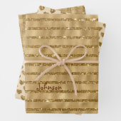 Gold Glitzer Foil Muster Mit Monogramm Weihnachten Geschenkpapier Set (Beispiel)