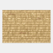 Gold Glitzer Foil Muster Mit Monogramm Weihnachten Geschenkpapier Set (Vorderseite)