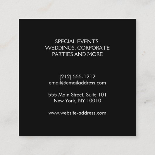 Gold Glitzer Fork Eventplaner Quadratische Visitenkarte (Rückseite)