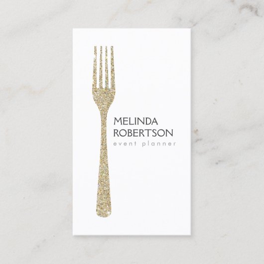 Gold Glitzer Fork Eventplaner Visitenkarte (Vorderseite)