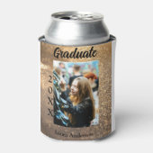 Gold Glitzer Foto Abschluss Namensklasse Dosenkühler (Kanne Vorderseite)