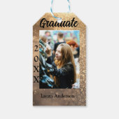 Gold Glitzer Foto Abschluss Namensklasse Geschenkanhänger (Rückseite)