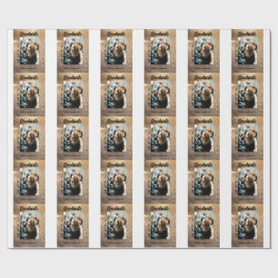 Gold Glitzer Foto Abschluss Namensklasse Geschenkpapier