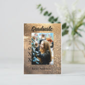 Gold Glitzer Foto Abschluss Namensklasse Postkarte (Stehend Vorderseite)