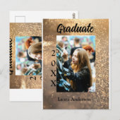 Gold Glitzer Foto Abschluss Namensklasse Postkarte (Vorne/Hinten)