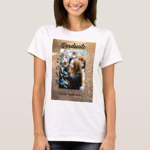 Gold Glitzer Foto Abschluss Namensklasse T-Shirt