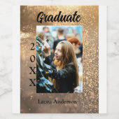 Gold Glitzer Foto Abschluss Namensklasse Weinetikett (Einzelnes Label)