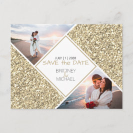 Gold Glitzer Foto Foto Save the Date Postkarte