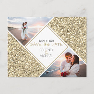 Gold Glitzer Foto Foto Save the Date Postkarte