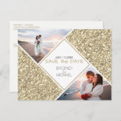 Gold Glitzer Foto Foto Save the Date Postkarte (Vorne/Hinten)