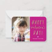 Gold Glitzer Foto Klassenzimmer Glücklicher Valent Mitteilungskarte (Vorderseite)
