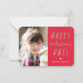 Gold Glitzer Foto Klassenzimmer Glücklicher Valent Mitteilungskarte (Vorderseite)