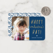 Gold Glitzer Foto Klassenzimmer Glücklicher Valent Mitteilungskarte (Vorderseite/Rückseite Beispiel)