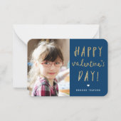 Gold Glitzer Foto Klassenzimmer Glücklicher Valent Mitteilungskarte (Vorderseite)