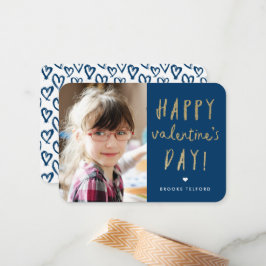 Gold Glitzer Foto Klassenzimmer Glücklicher Valent Mitteilungskarte