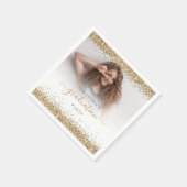 Gold Glitzer Foto Name Abschluss 2024 Party Serviette (Ecke)