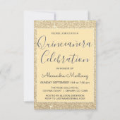 Gold Glitzer Foto - Quinceanera Feier Einladung (Rückseite)