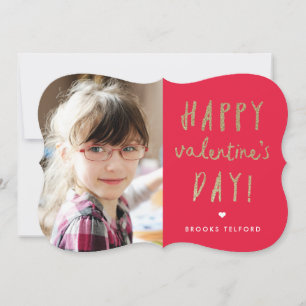 Gold-glitzer-Foto-Valentinstag Feiertagskarte
