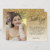 Gold Glitzer Foto Vielen Dank Einladung (Vorne/Hinten)