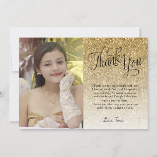 Gold Glitzer Foto Vielen Dank Einladung