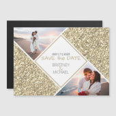 Gold Glitzer FotoCollage Magnetkarte (Vorne/Hinten)