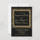 Gold Glitzer Frame - 3x5 Engagement-Partei Einladung (Vorderseite)