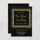 Gold Glitzer Frame - 3x5 Silvester Party Einladung (Vorne/Hinten)