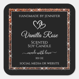 Gold-Glitzer-Frame-Produktmarken für Schwarz und R Quadratischer Aufkleber