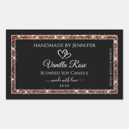 Gold-Glitzer-Frame-Produktmarken für Schwarz und R Rechteckiger Aufkleber