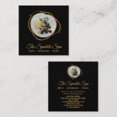 *~* Gold Glitzer Frame Rose Floral Opal Quadratische Visitenkarte (Vorne/Hinten)