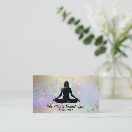*~ Gold Glitzer Frau Yoga Meditation Mindfulness Visitenkarte (Stehend Vorderseite)