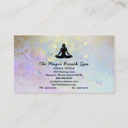 *~ Gold Glitzer Frau Yoga Meditation Mindfulness Visitenkarte (Rückseite)