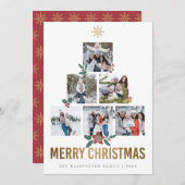 Gold Glitzer Frohe Weihnachten Multi Foto Urlaub (Vorne/Hinten)