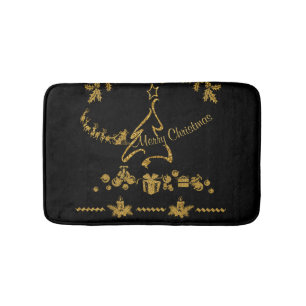 Gold Glitzer Frohe Weihnachten, Weihnachtsmann Badematte