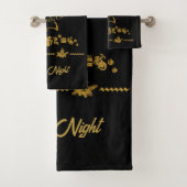 Gold Glitzer Frohe Weihnachten, Weihnachtsmann Badhandtuch Set (Insitu)