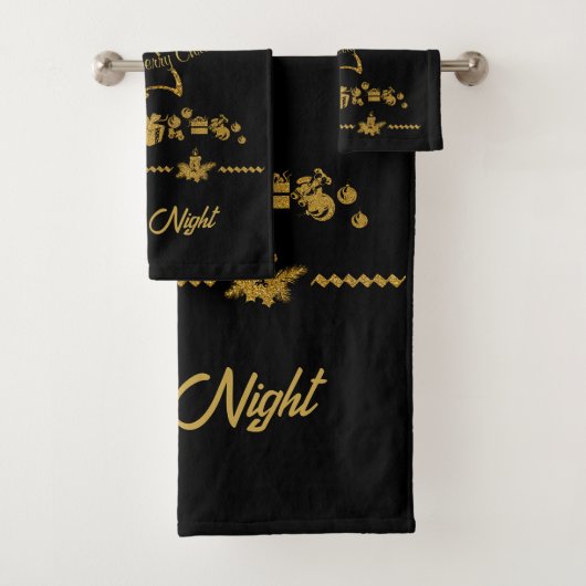 Gold Glitzer Frohe Weihnachten, Weihnachtsmann Badhandtuch Set (Insitu)