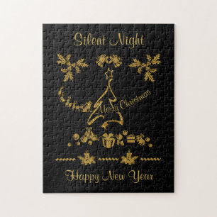 Gold Glitzer Frohe Weihnachten, Weihnachtsmann Puzzle