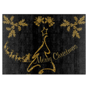 Gold Glitzer Frohe Weihnachten, Weihnachtsmann Schneidebrett