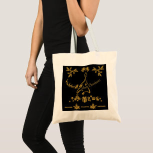 Gold Glitzer Frohe Weihnachten, Weihnachtsmann Tragetasche
