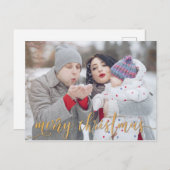 Gold Glitzer Frohe Weihnachts-Foto Weihnachtskarte Postkarte (Vorne/Hinten)