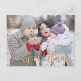 Gold Glitzer Frohe Weihnachts-Foto Weihnachtskarte Postkarte
