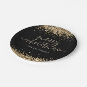 Gold Glitzer Frohe Weihnachts-Party Black Pappteller (Schrägansicht)