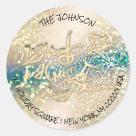 Gold Glitzer Frohe Weihnachts-UAWG Rücksendeadress Runder Aufkleber