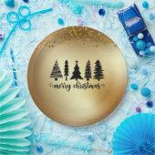 Gold Glitzer Frohe Weihnachtsbaum Pappteller (Party)