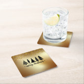 Gold Glitzer Frohe Weihnachtsbaum Rechteckiger Pappuntersetzer (Vor Ort)