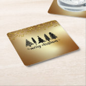 Gold Glitzer Frohe Weihnachtsbaum Rechteckiger Pappuntersetzer (angewinkelt)